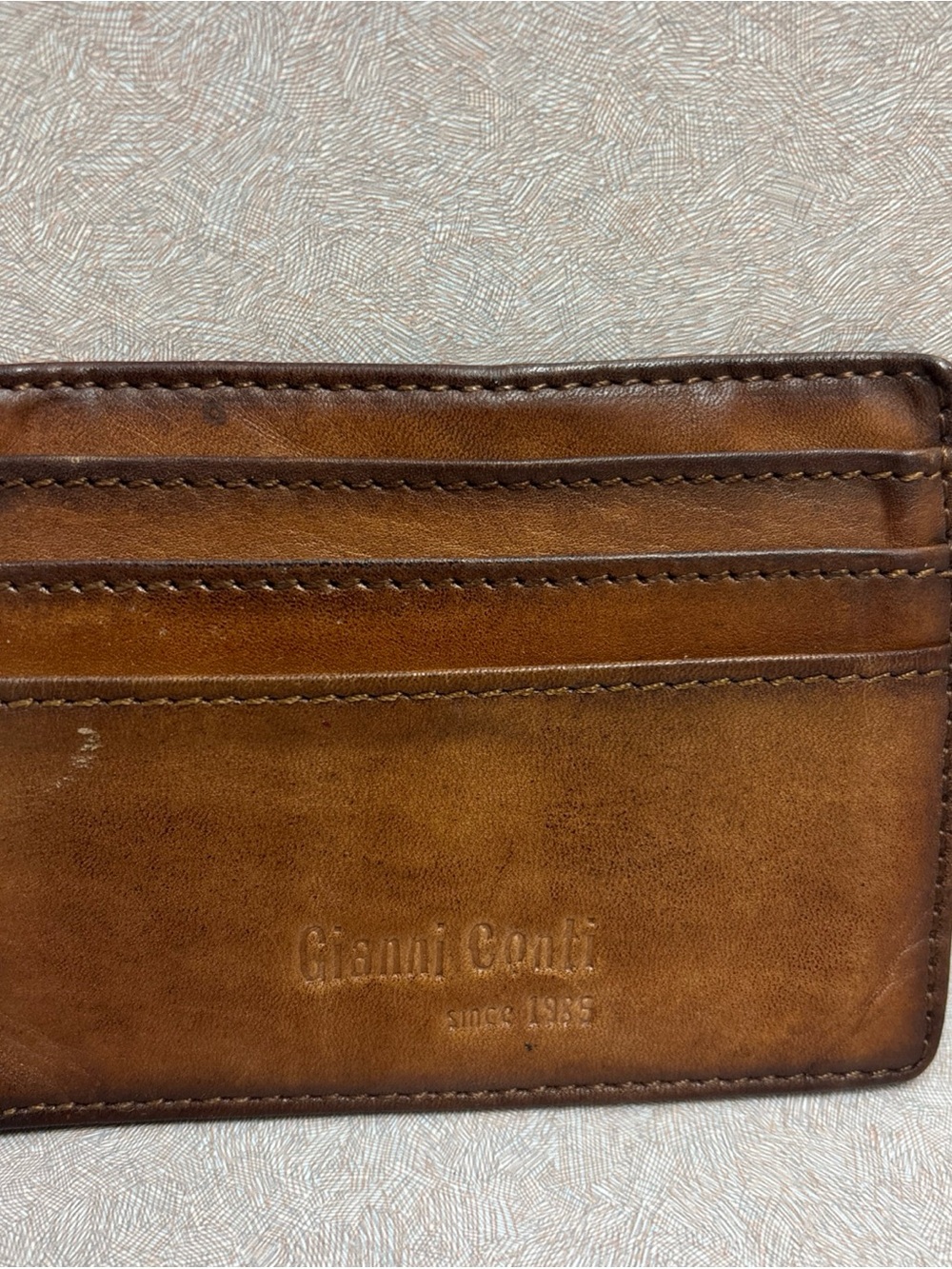 Gianni Conti Men Slim Brown Leather Wallet Card Holder Vere Pelle Magnetic Clip